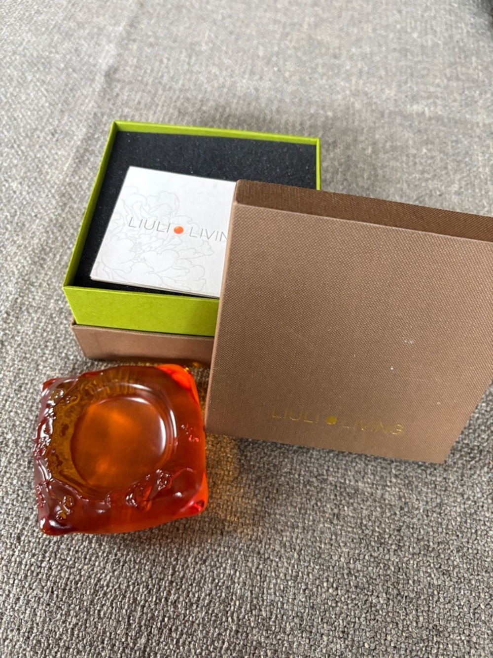 LIULI LIVING Designer Luxury Amber Glass Decorative Dish Candle Holder Trinket